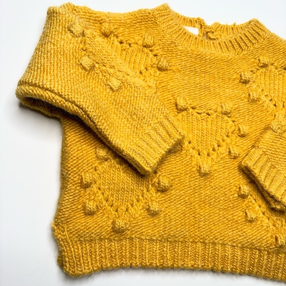 NWOT Zara Golden Yellow Heart Knitwear Sweater Infant 9-12 Months - Picture 3 of 10